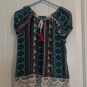 Takara Kids Bohemian Patterned Blouse - Blue, Red, White